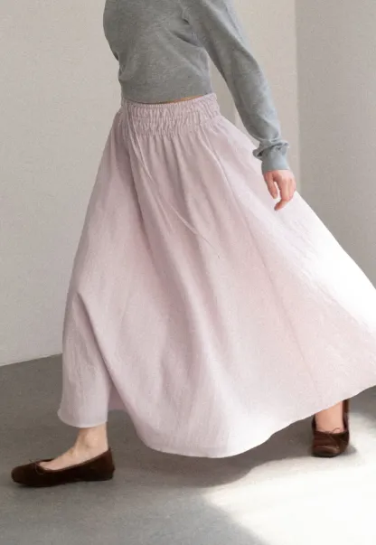 Elastic Waist Flowing Maxi Skirt