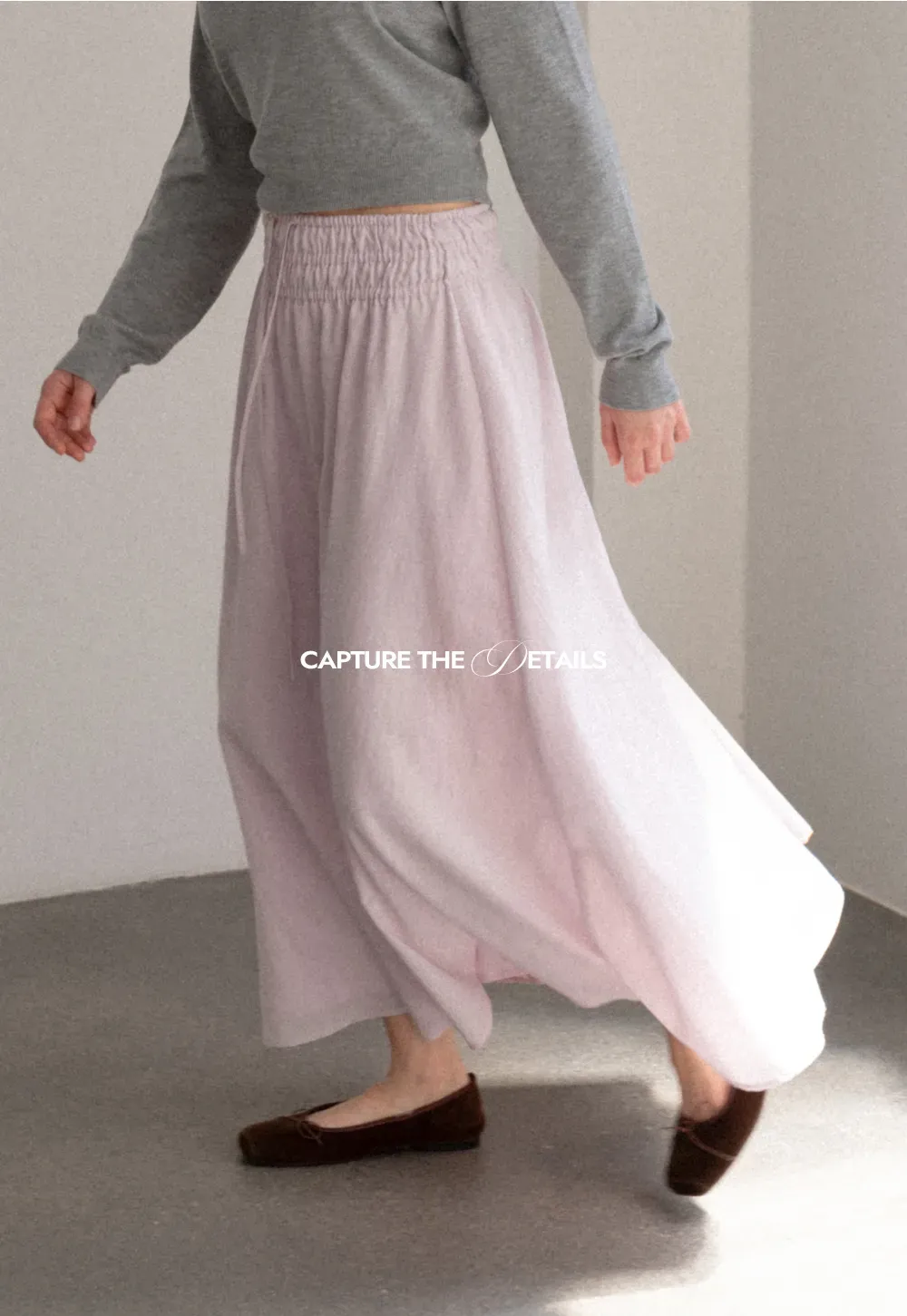 Elastic Waist Flowing Maxi Skirt
