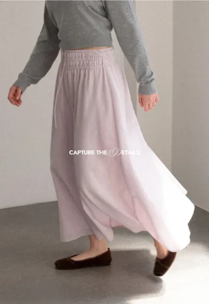 Elastic Waist Flowing Maxi Skirt
