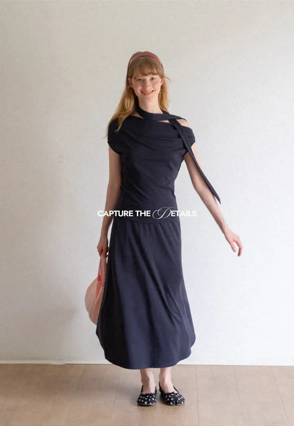 Asymmetrical One Shoulder Top and Flowing Midi Skirt
