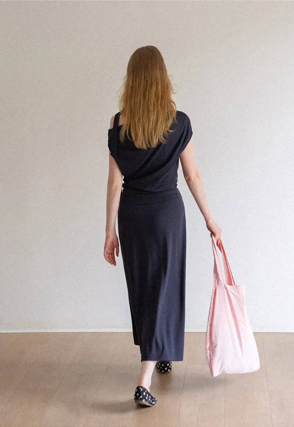 Asymmetrical One Shoulder Top and Flowing Midi Skirt
