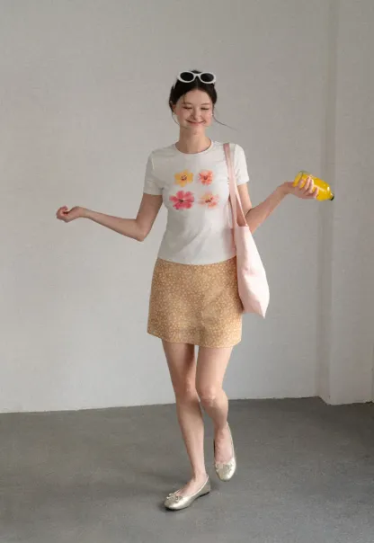Floral Print A-Line Mini Skirt