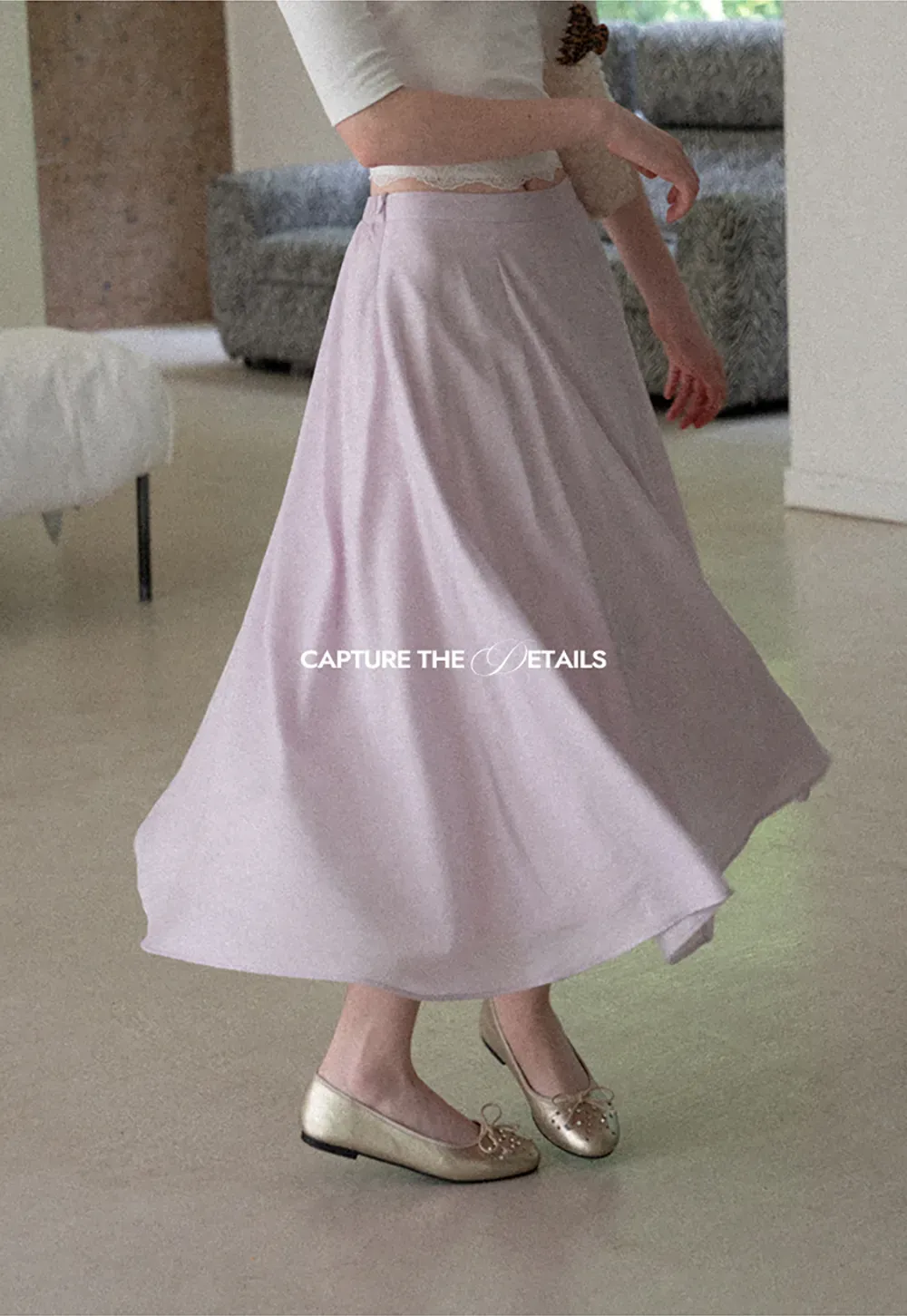 Flowy A-Line Midi Skirt with High Waist