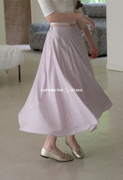 Flowy A-Line Midi Skirt with High Waist