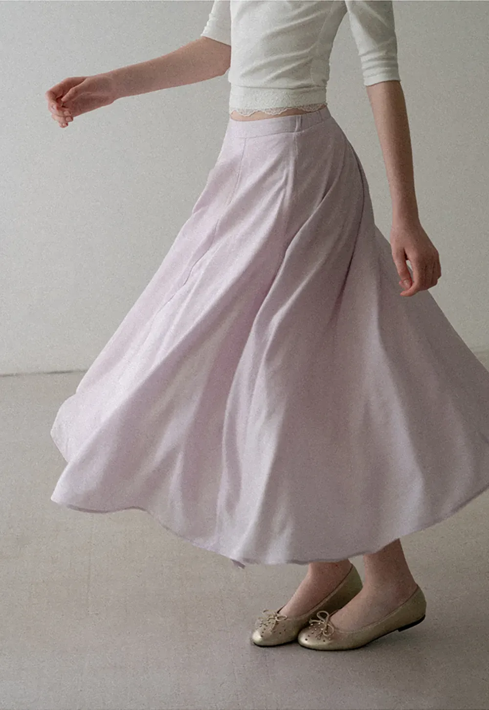 Flowy A-Line Midi Skirt with High Waist