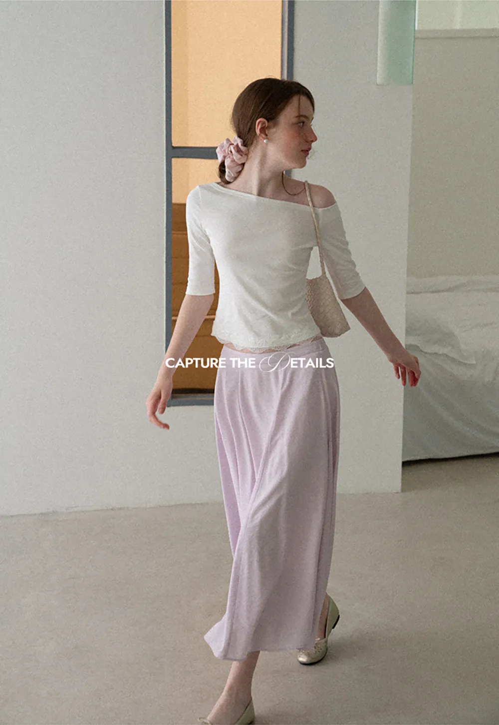 Flowy A-Line Midi Skirt with High Waist