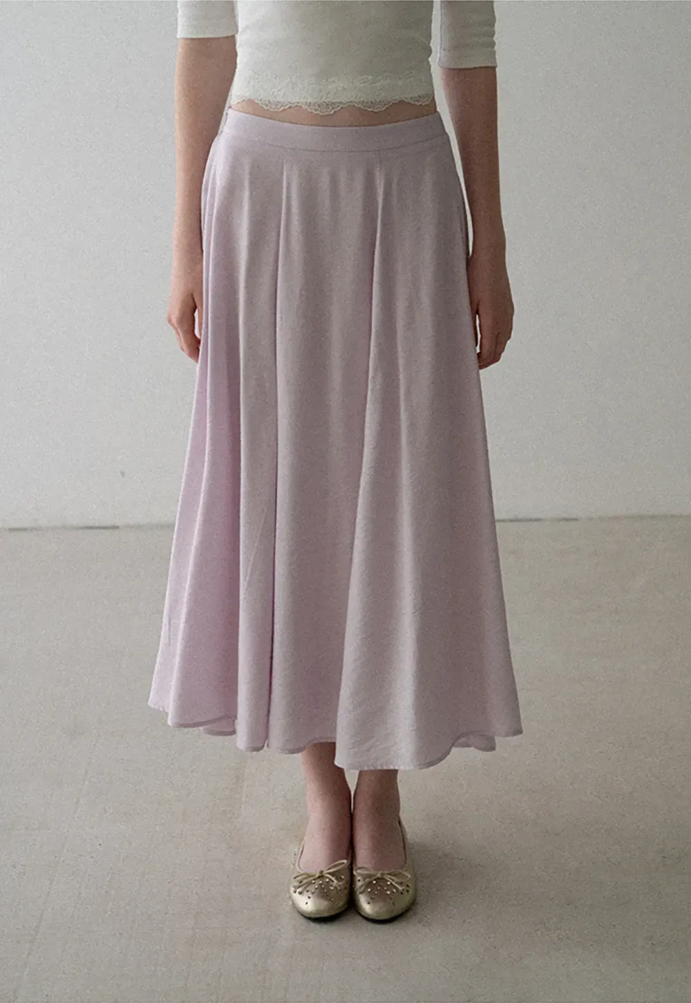 Flowy A-Line Midi Skirt with High Waist