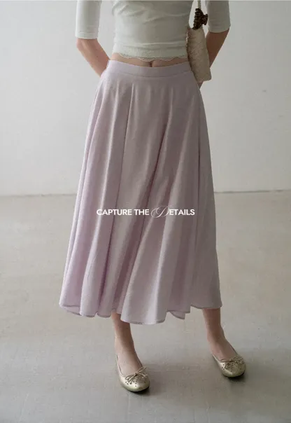 Flowy A-Line Midi Skirt with High Waist