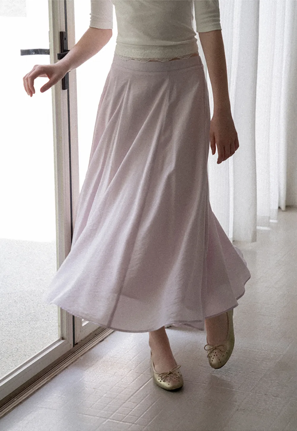 Flowy A-Line Midi Skirt with High Waist