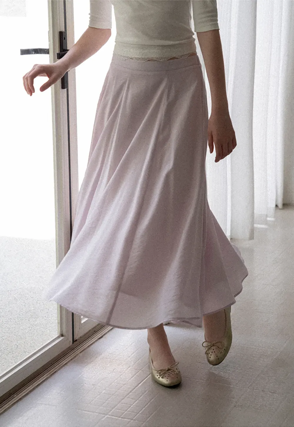 Flowy A-Line Midi Skirt with High Waist