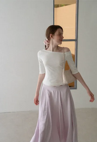 Flowy A-Line Midi Skirt with High Waist
