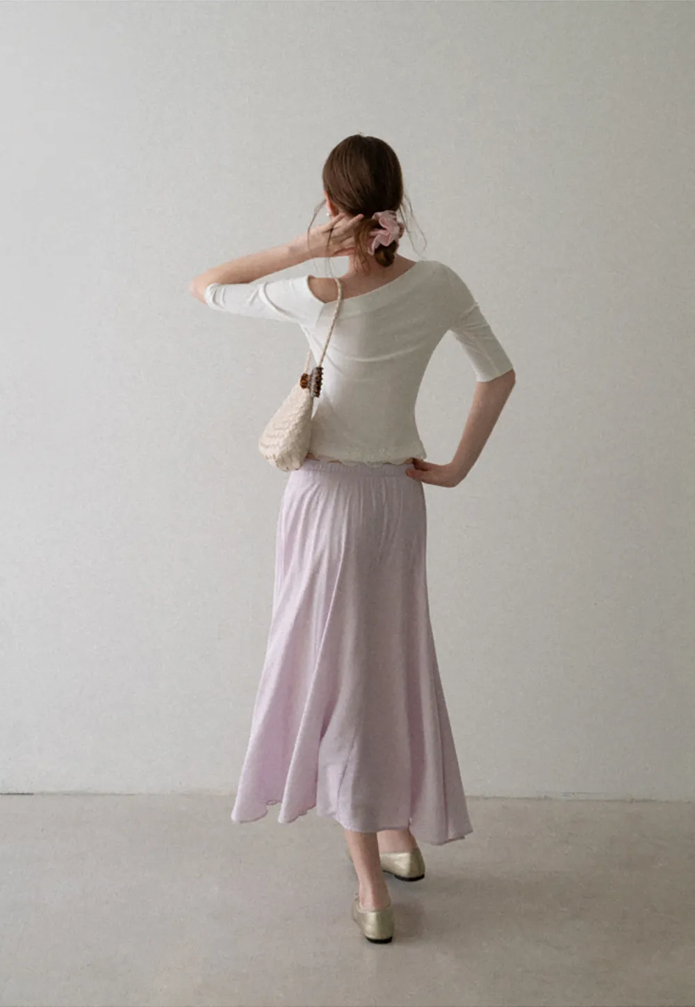 Flowy A-Line Midi Skirt with High Waist