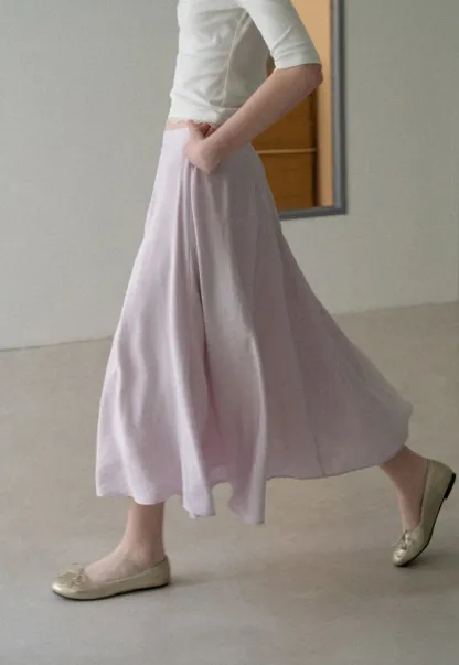 Flowy A-Line Midi Skirt with High Waist