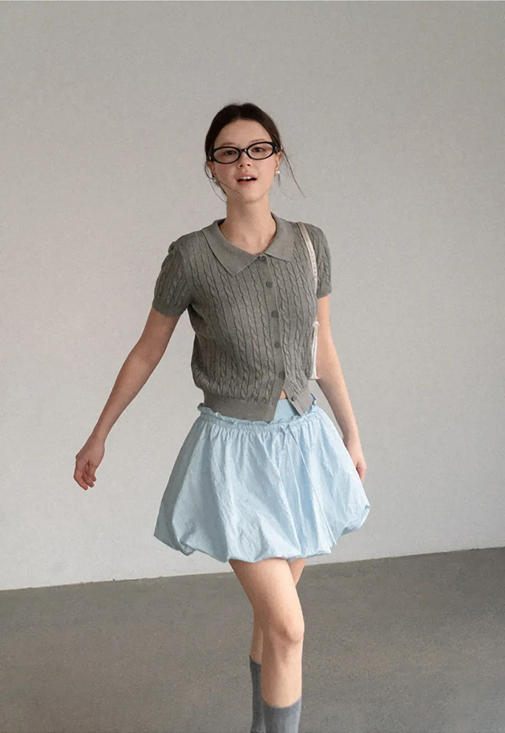 High Waist Elastic Waist Flared Skirt