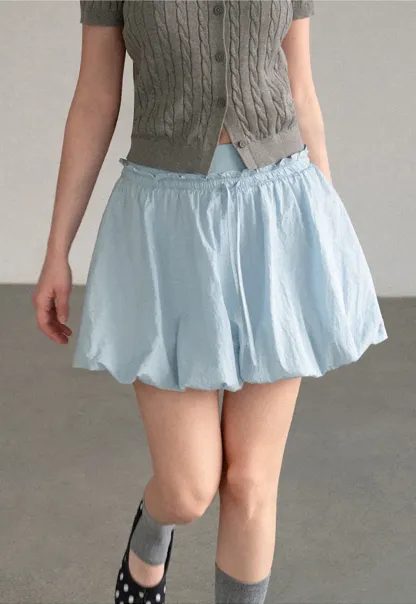 High Waist Elastic Waist Flared Skirt