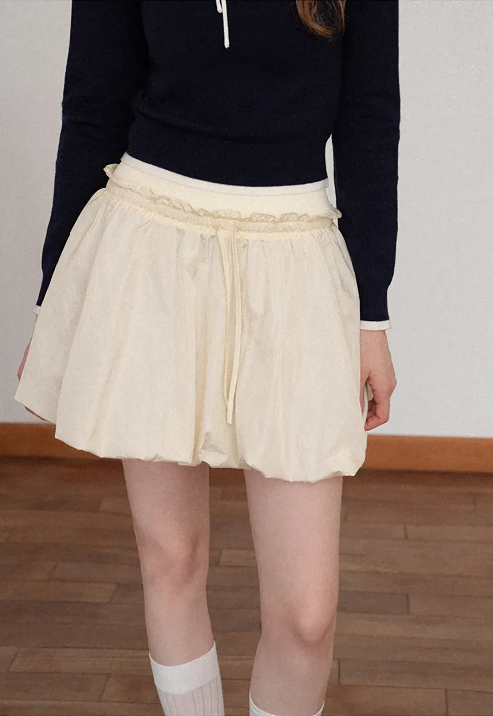 High Waist Elastic Waist Flared Skirt