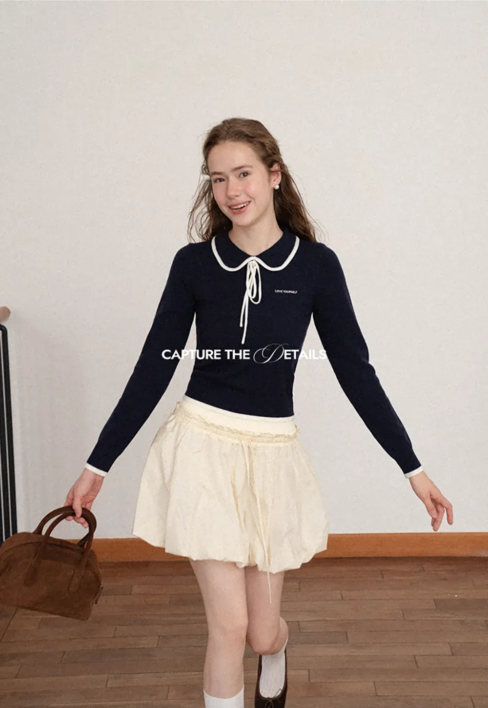 High Waist Elastic Waist Flared Skirt