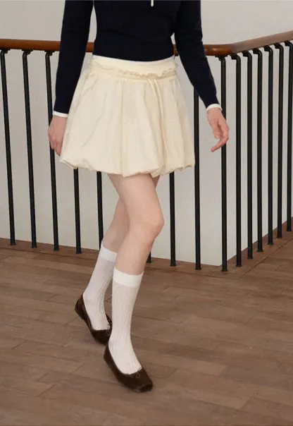 High Waist Elastic Waist Flared Skirt