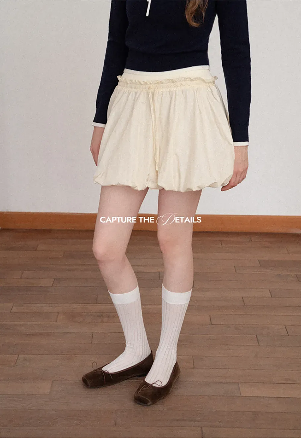 High Waist Elastic Waist Flared Skirt