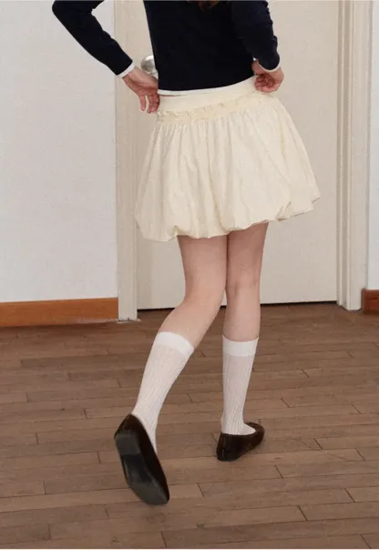 High Waist Elastic Waist Flared Skirt