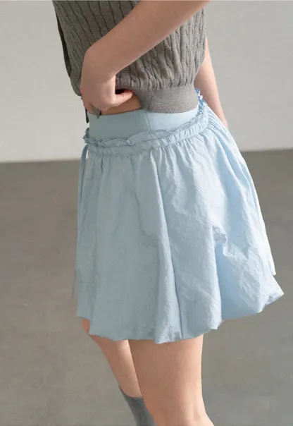High Waist Elastic Waist Flared Skirt