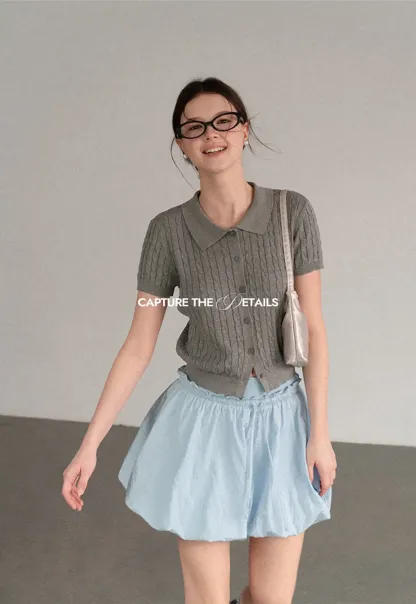 High Waist Elastic Waist Flared Skirt