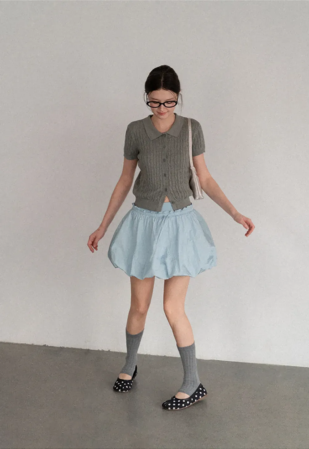 High Waist Elastic Waist Flared Skirt
