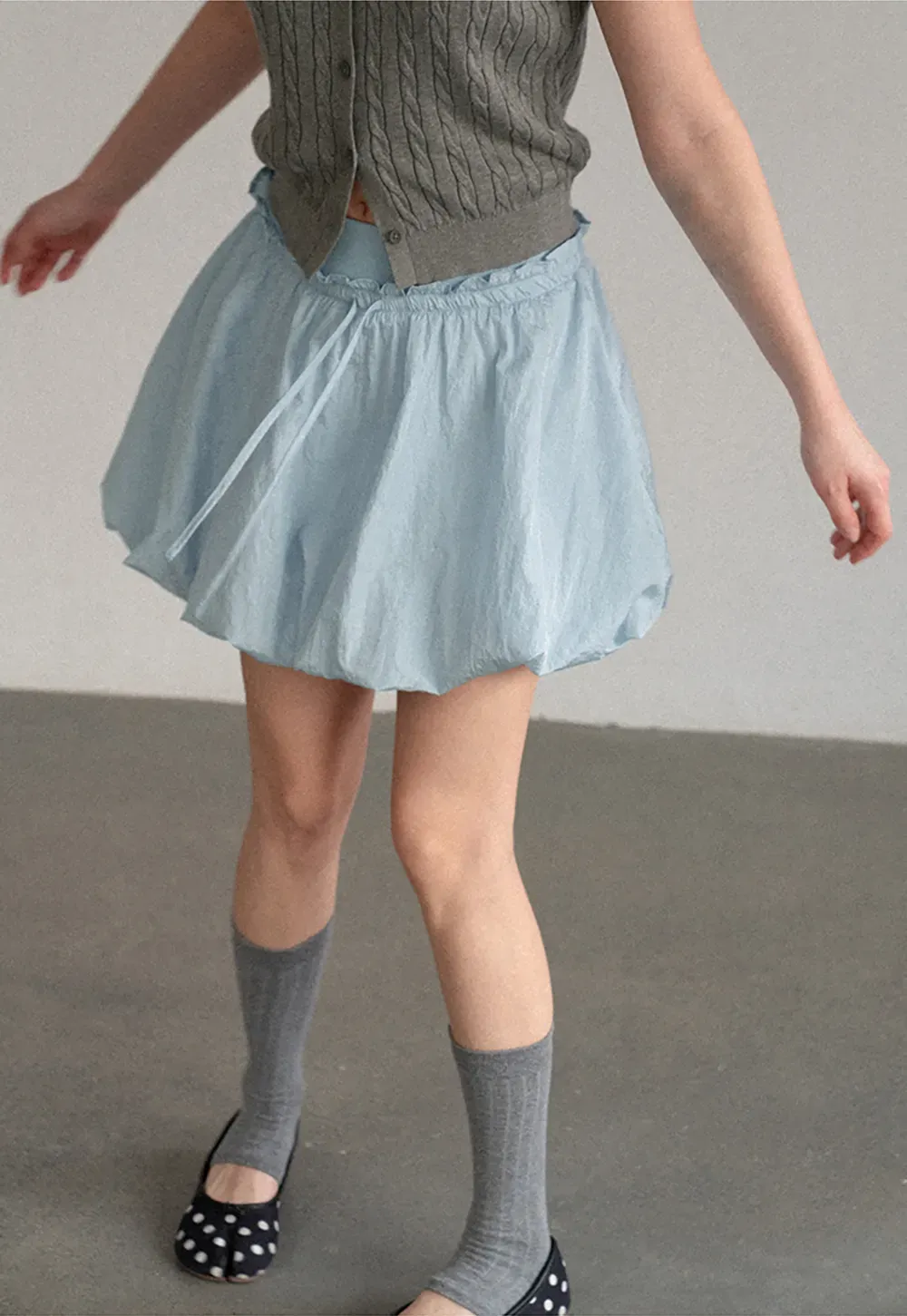 High Waist Elastic Waist Flared Skirt