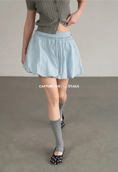 High Waist Elastic Waist Flared Skirt