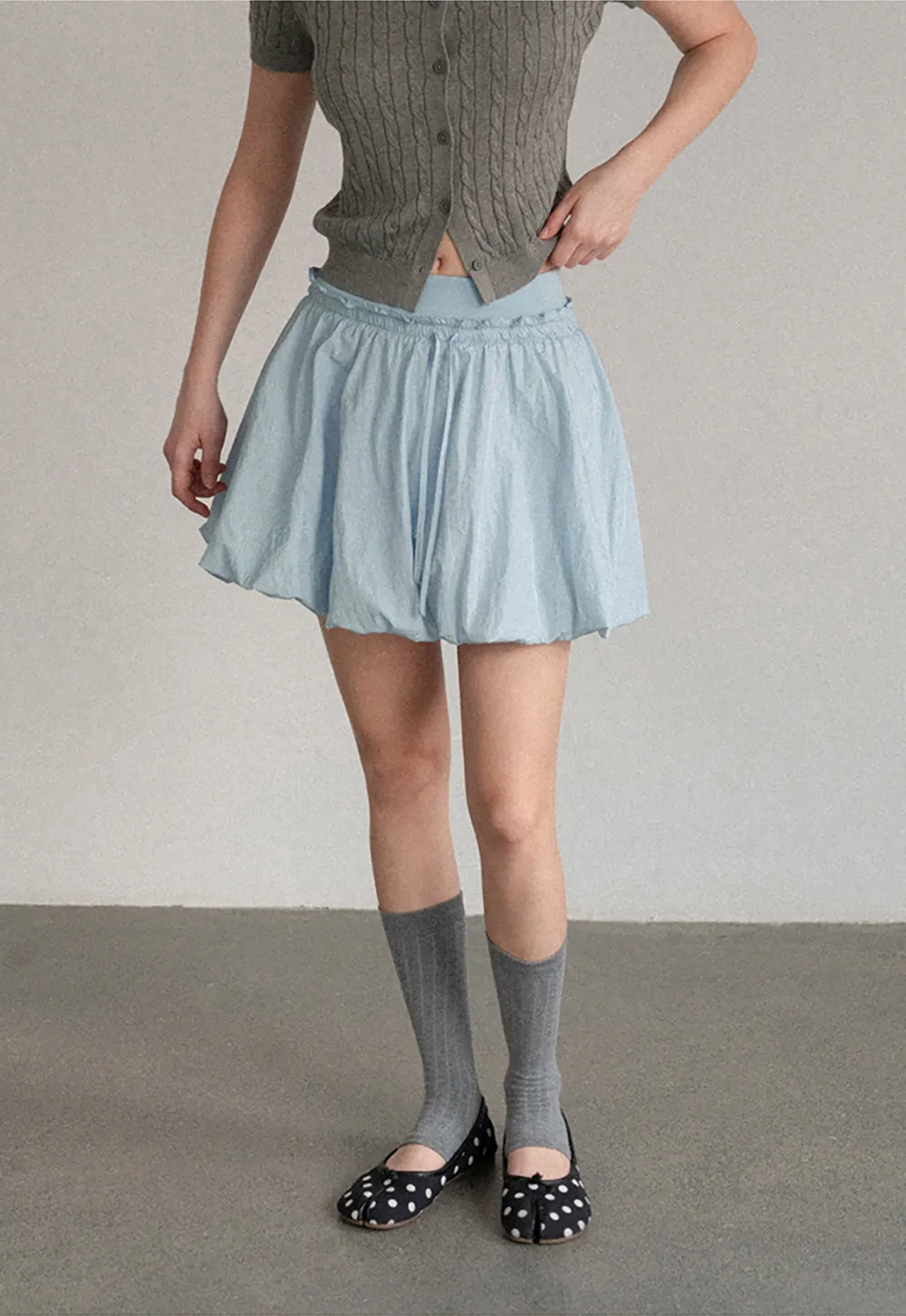 High Waist Elastic Waist Flared Skirt