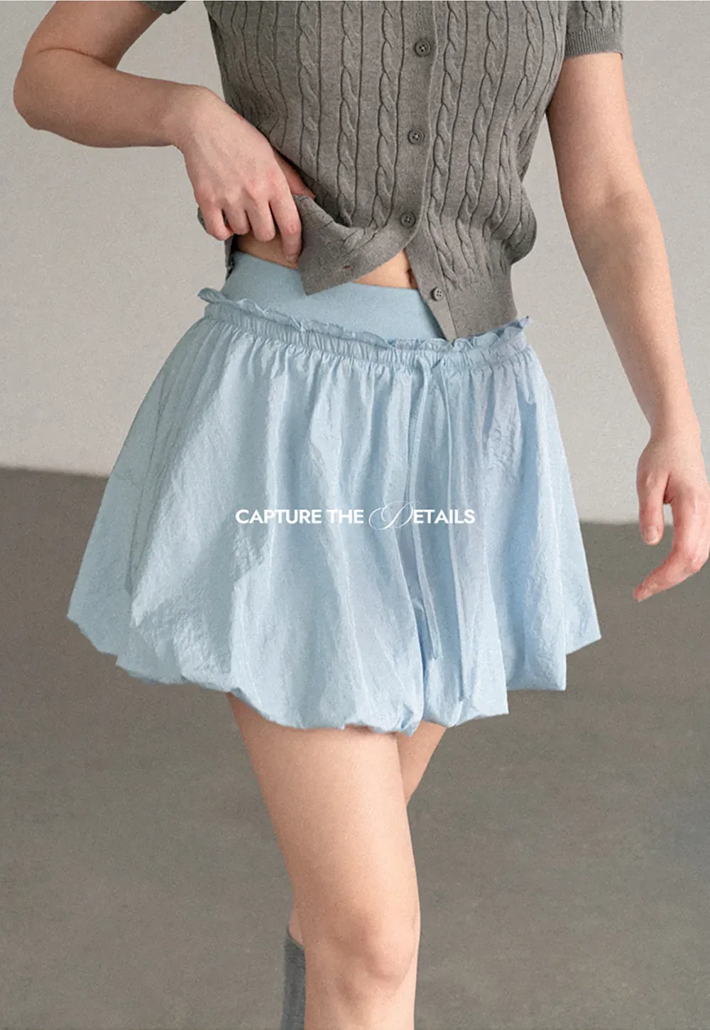 High Waist Elastic Waist Flared Skirt