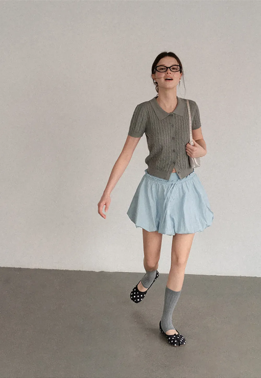 High Waist Elastic Waist Flared Skirt