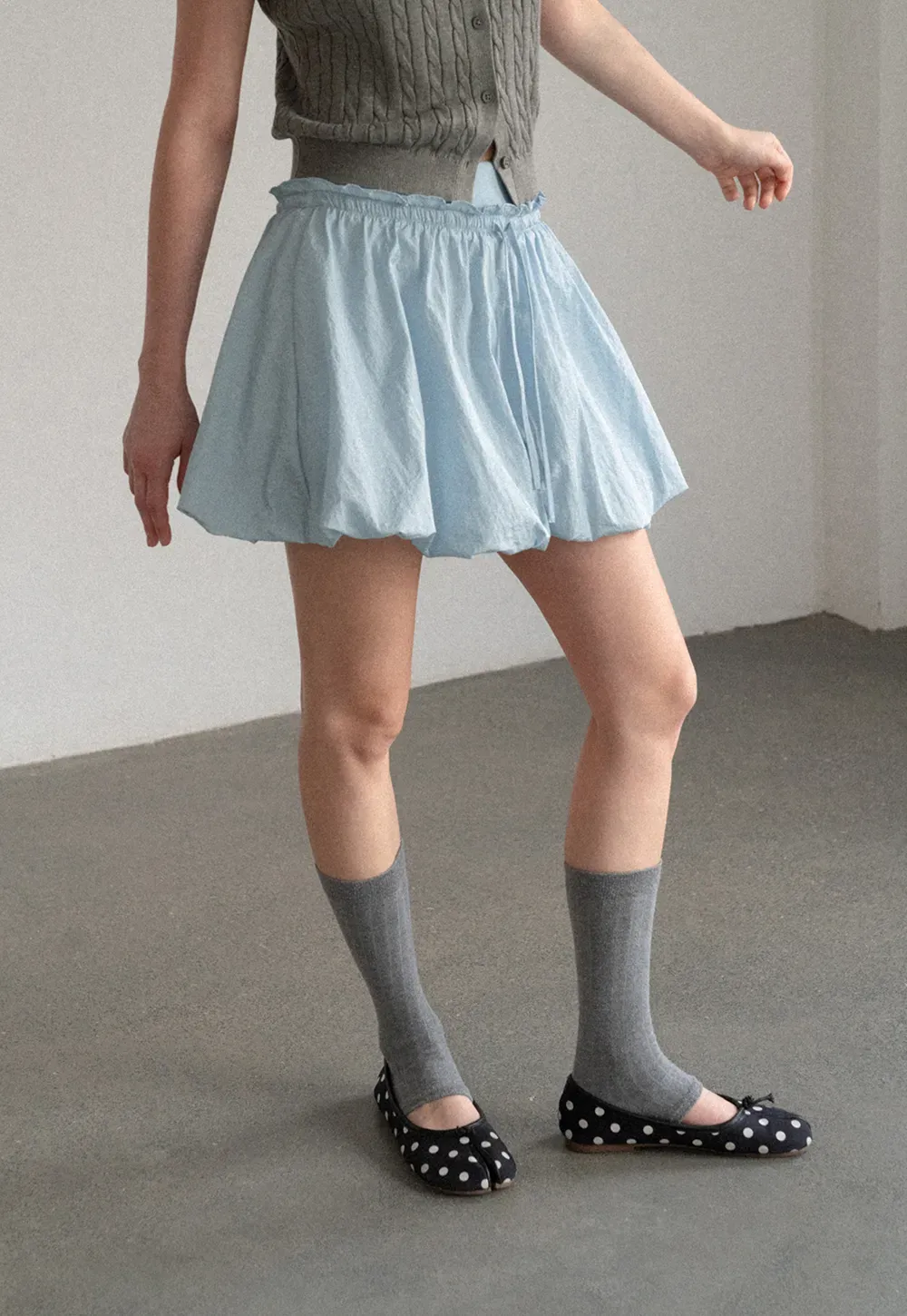 High Waist Elastic Waist Flared Skirt