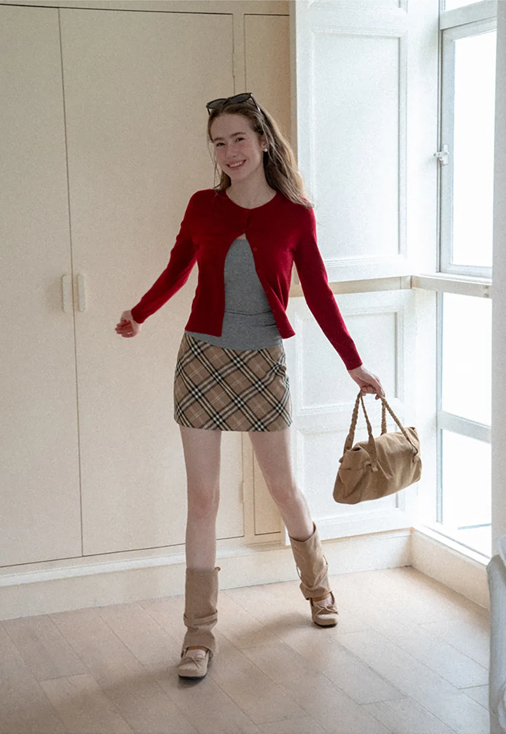 Plaid Pattern High Waist Mini Skirt