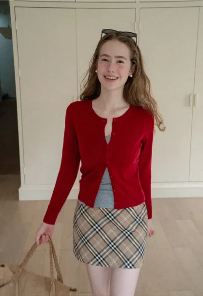 Plaid Pattern High Waist Mini Skirt