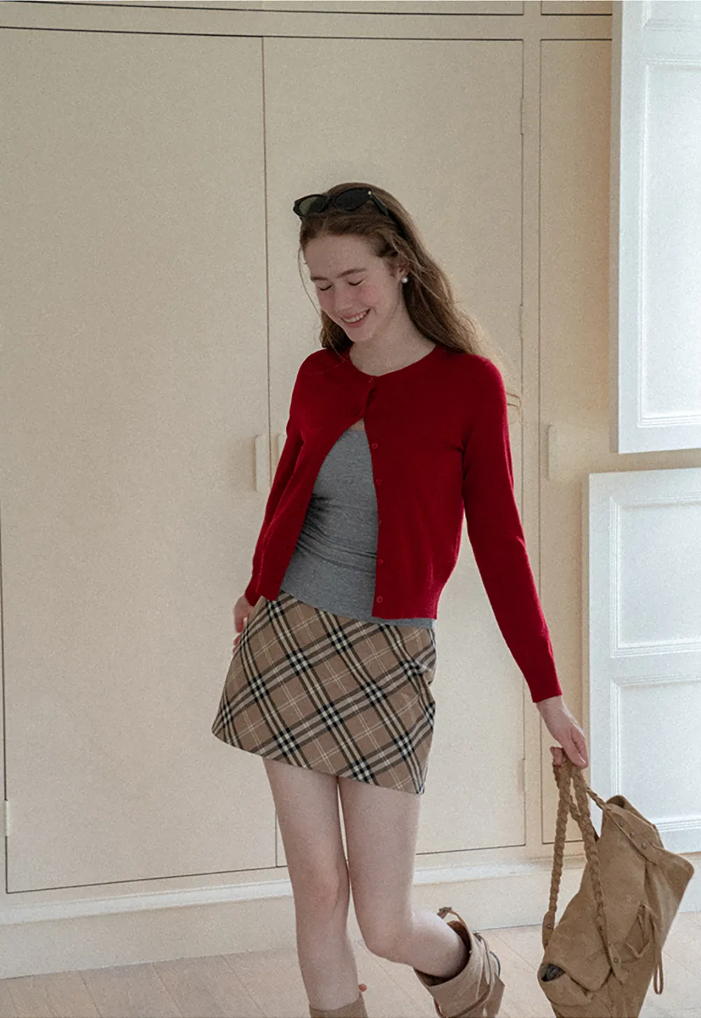 Plaid Pattern High Waist Mini Skirt