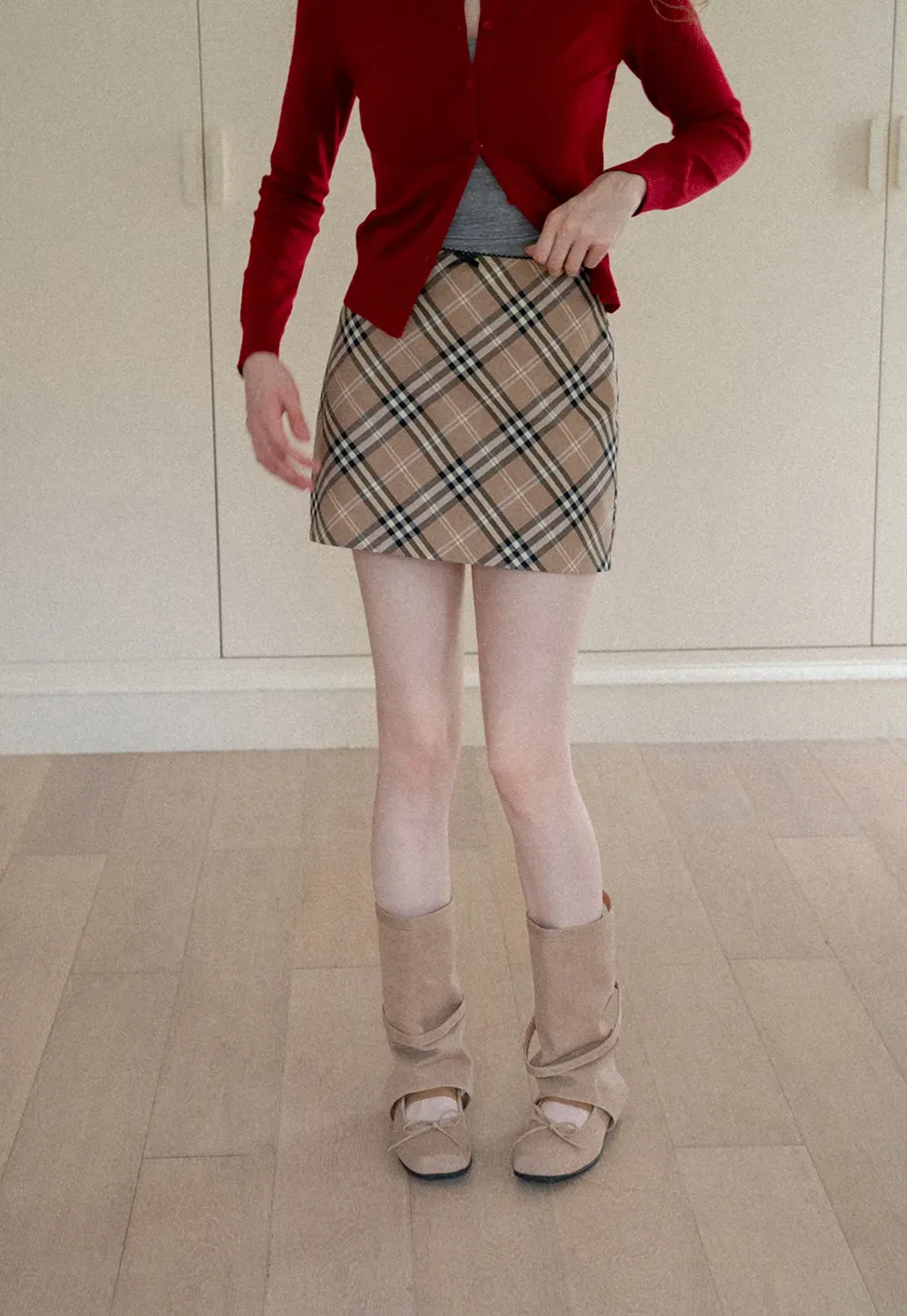Plaid Pattern High Waist Mini Skirt