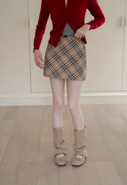 Plaid Pattern High Waist Mini Skirt