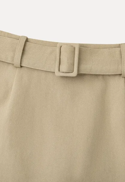 High Waist A Line Mini Skirt with Belted Waistband