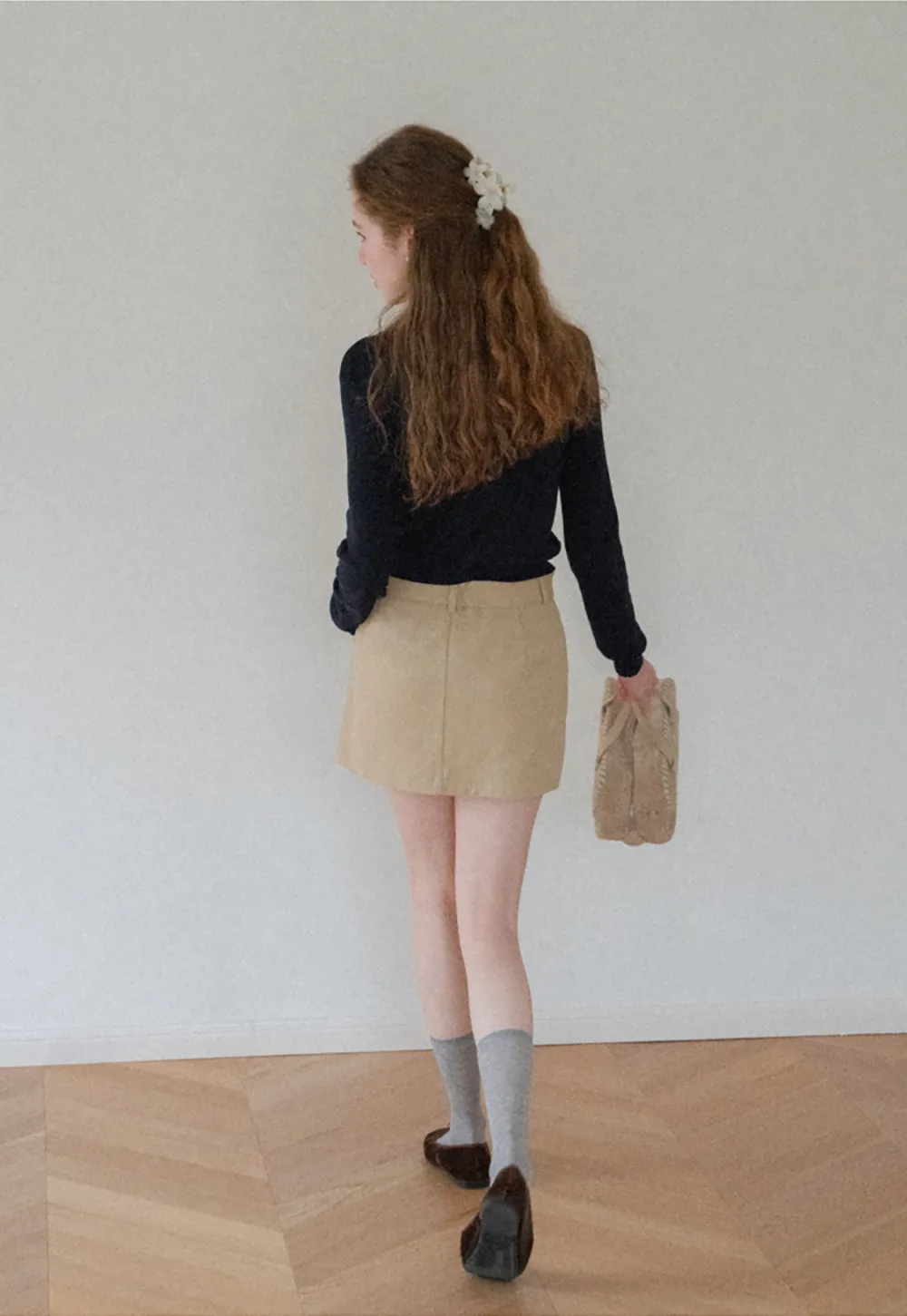 High Waist A Line Mini Skirt with Belted Waistband