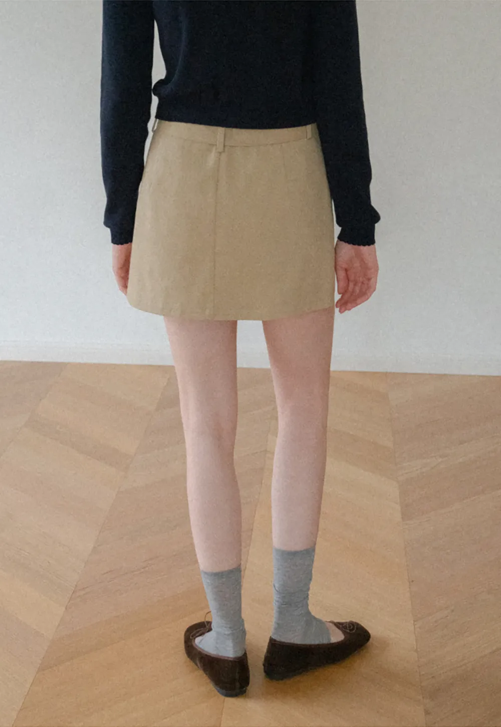 High Waist A Line Mini Skirt with Belted Waistband