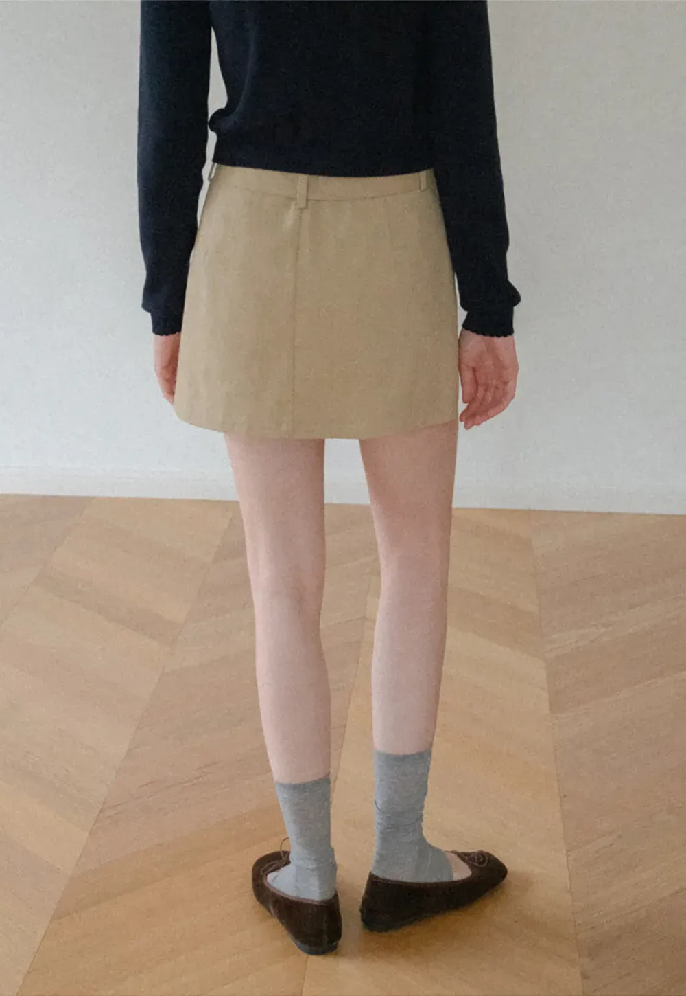 High Waist A Line Mini Skirt with Belted Waistband