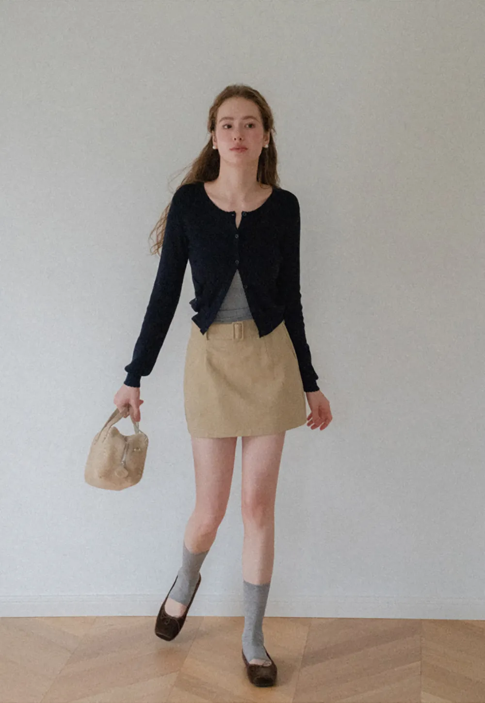 High Waist A Line Mini Skirt with Belted Waistband