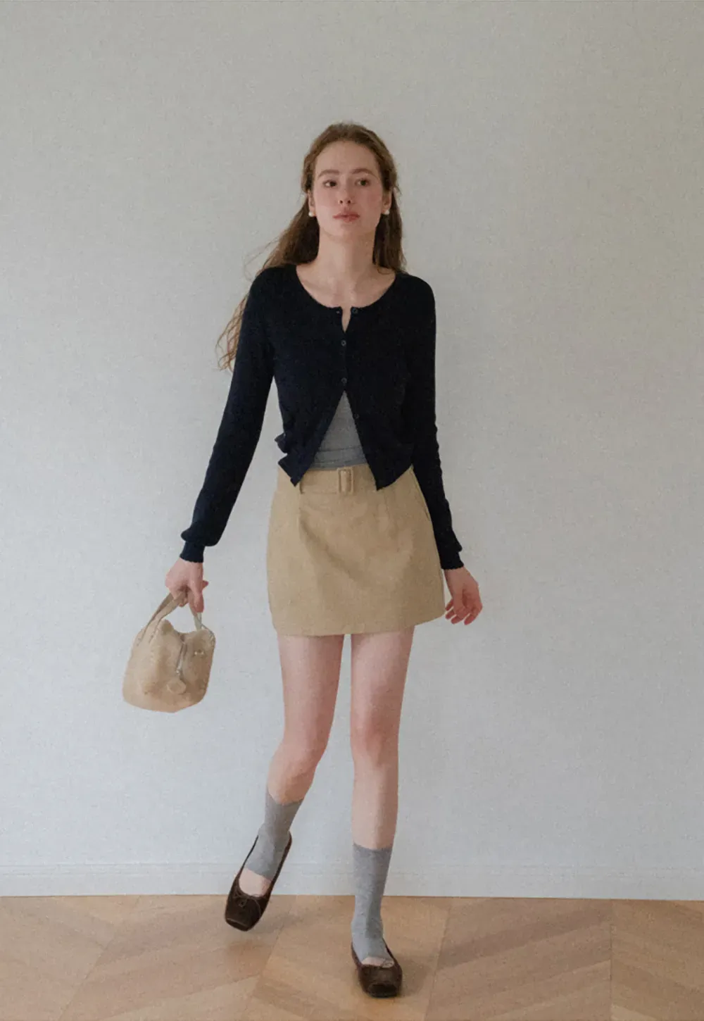 High Waist A Line Mini Skirt with Belted Waistband