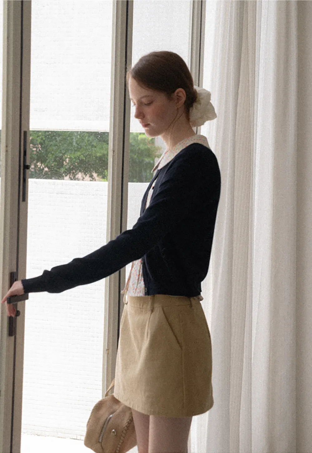 High Waist A Line Mini Skirt with Belted Waistband