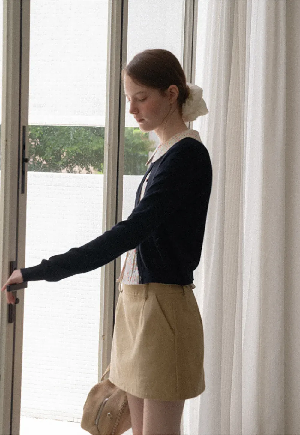 High Waist A Line Mini Skirt with Belted Waistband