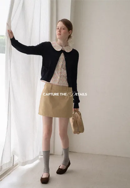 High Waist A Line Mini Skirt with Belted Waistband