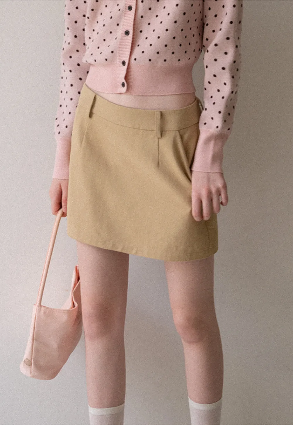 High Waist A Line Mini Skirt with Belted Waistband