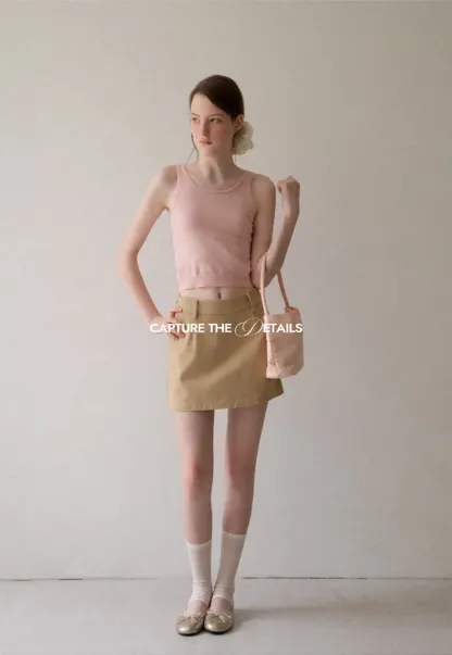 High Waist A Line Mini Skirt with Belted Waistband