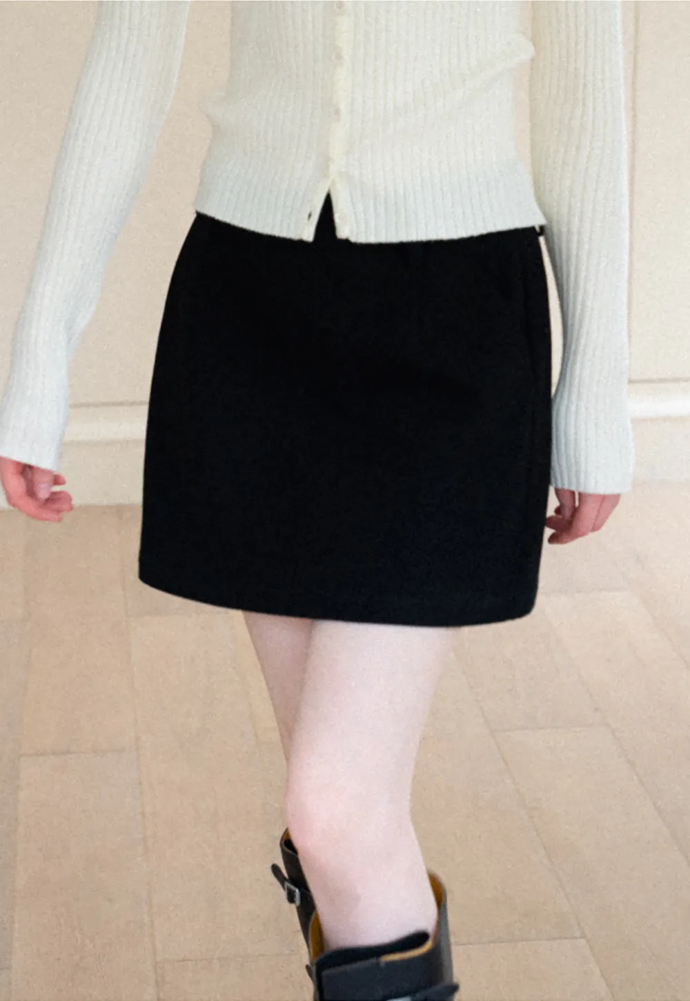 High Waist A Line Mini Skirt with Belted Waistband